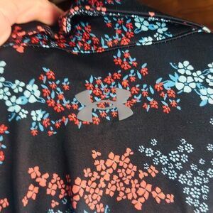 Under Armour Black Top with Red and Blue Floral Design XL